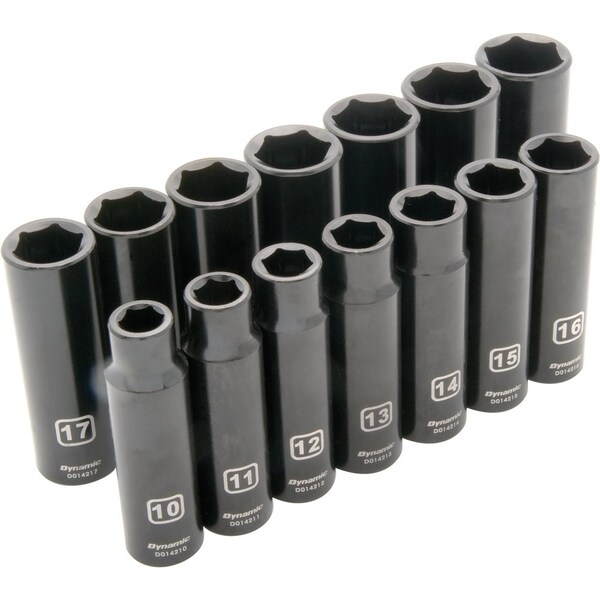 1/2" Dr 14Pcs 6 Point, Deep Impact, Metric Socket Set, 10mm - 23mm